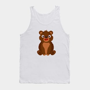 Cheerful Cartoon Bear in Flat Style Tank Top